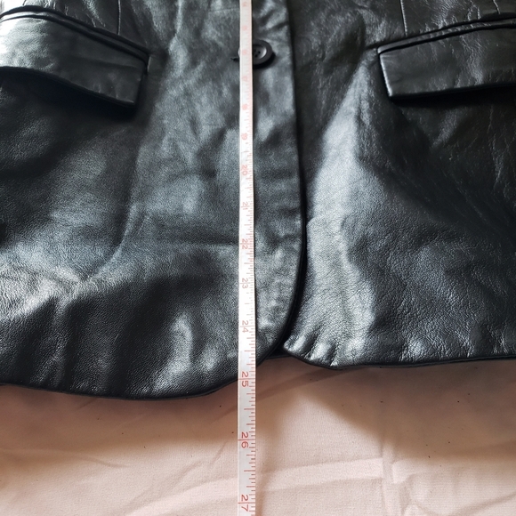 John Carlisle sz Medium genuine soft leather blazer jacket lightweight black - Picture 9 of 10